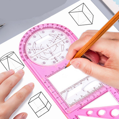 30 cm-es többfunkciós geometriai vonalzó Geometriai rajzsablon mérőeszköz iskolai irodaszerekhez Diákrajzoló eszközök