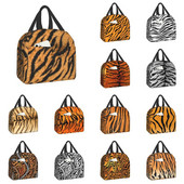 Luksuzna torba za ručak s printom životinjske kože, tigrovim prugama, muškarci, žene, hladnjak, toplinski izolirana kutija za ručak za djecu, torbe za piknik s školskom hranom