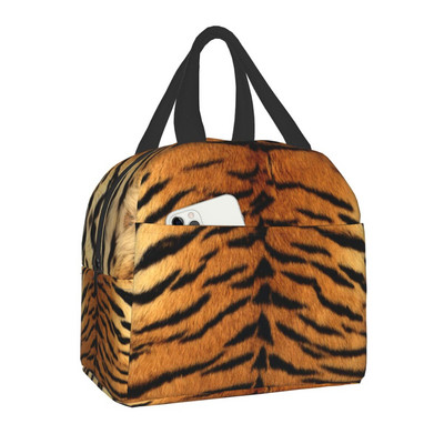 Luksuzna torba za ručak s printom životinjske kože, tigrovim prugama, muškarci, žene, hladnjak, toplinski izolirana kutija za ručak za djecu, torbe za piknik s školskom hranom