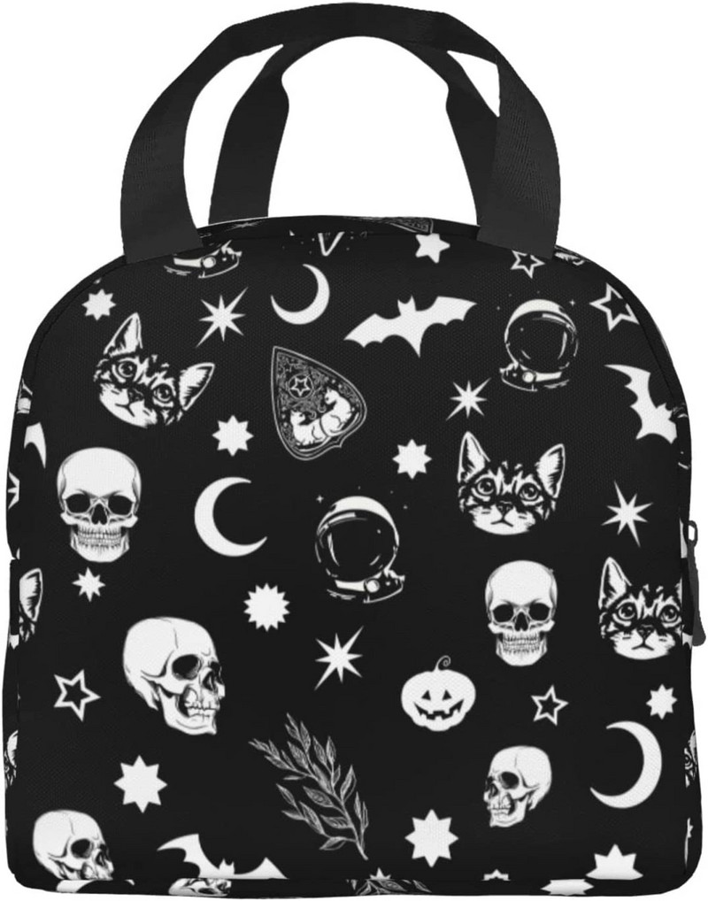Goth Skull Lunch Bag Izolirana kutija za ručak za odrasle žene Hladnjak Mala torba za ručak za višekratnu upotrebu za uredska putovanja Sport