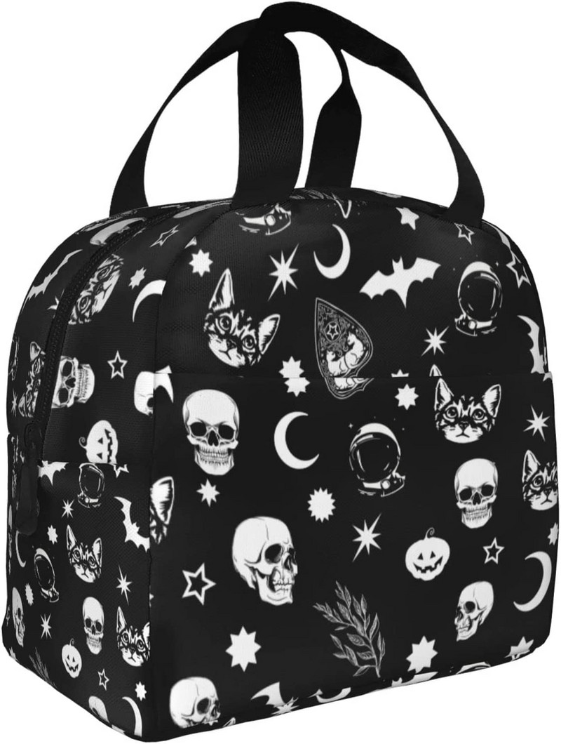 Goth Skull Lunch Bag Izolirana kutija za ručak za odrasle žene Hladnjak Mala torba za ručak za višekratnu upotrebu za uredska putovanja Sport