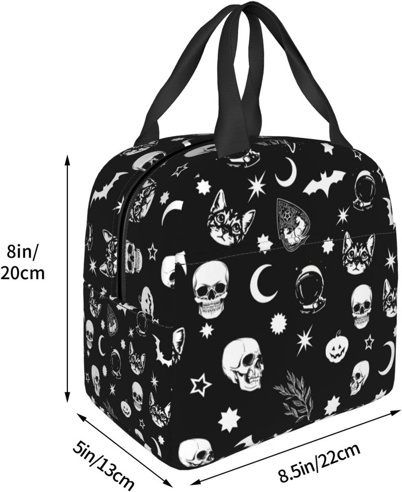 Goth Skull Lunch Bag Izolirana kutija za ručak za odrasle žene Hladnjak Mala torba za ručak za višekratnu upotrebu za uredska putovanja Sport