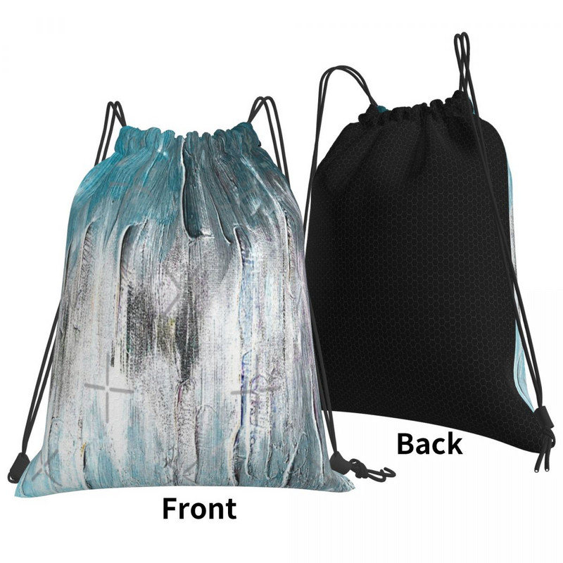 Okeāna Teal un Blue Waves Abstract Savelkamās Somas Mugursomas Mugursomas Skolas Bērniem Mugursoma Draw String Somas