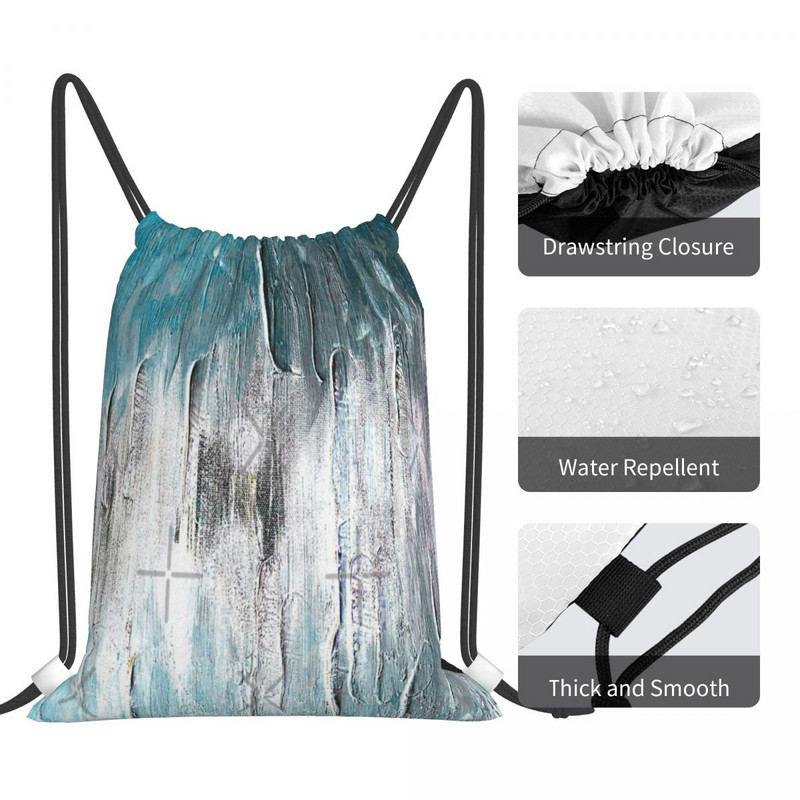 Okeāna Teal un Blue Waves Abstract Savelkamās Somas Mugursomas Mugursomas Skolas Bērniem Mugursoma Draw String Somas