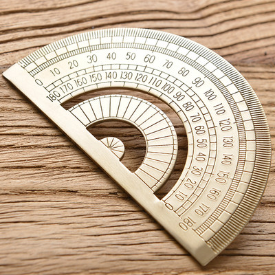 Staro mesingano geometrijsko ravnalo Zlatno retro polukružno ravnalo Trokutno ravnalo Kutomjer Poklon set za školu Mjerni alati