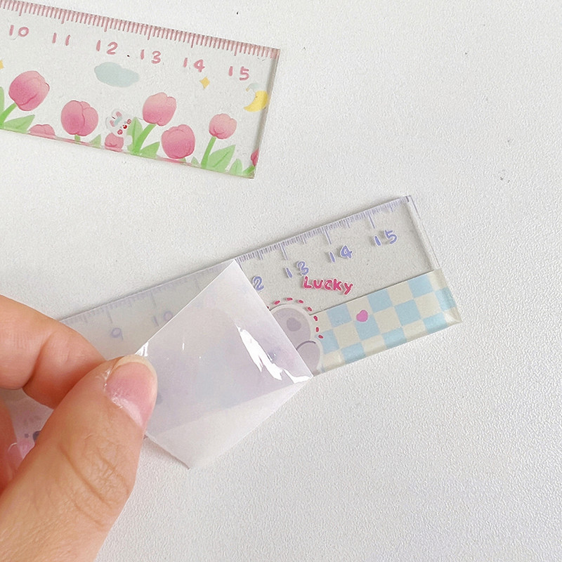 Átlátszó Aranyos Vonalzó Kawaii Írószer 15cm Rajzeszköz Koreai Írószer Fournitures Scolaires Diák Regla Iskolaszerek