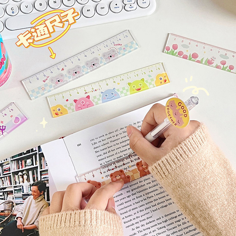 Átlátszó Aranyos Vonalzó Kawaii Írószer 15cm Rajzeszköz Koreai Írószer Fournitures Scolaires Diák Regla Iskolaszerek