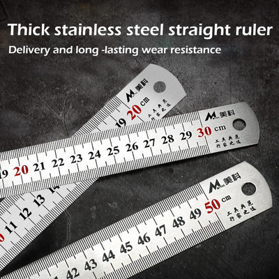 20/30/50 cm-es rozsdamentes acél kétoldalas egyenes vonalzó centiméter hüvelyk skála vonalzó precíziós mérőeszköz iskolai írószer