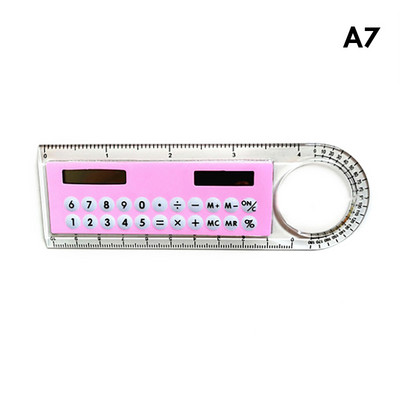 Üliõhuke sirge joonlaud päikesekalkulaatoriga luubiga mini multifunktsionaalne 10 cm pikkune joonlaud Õpilase kooli kontoritarbed