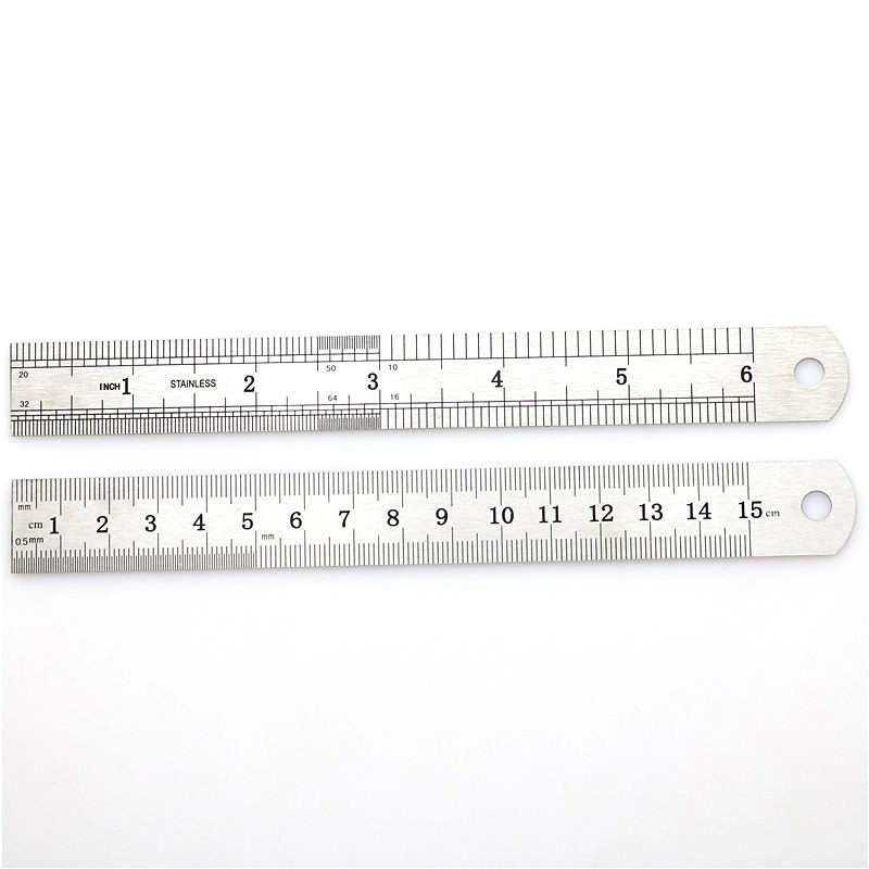 Augstas kvalitātes mērinstrumenti Precīzijas lineāls 15 cm profesionāls taisnstūrveida birojs, kas novērš koroziju, metāls, nerūsējošais tērauds