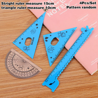 4 τεμ/Σετ Δημιουργικός χάρακας κινουμένων σχεδίων Φοιτητής εκμάθηση καμηλοπάρδαλης Τετρακομματιού μοιρογνωμόνιου σχεδίασης προμήθειες Σχολική τέχνη Εξεταστική Γραφική ύλη