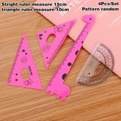 4 τεμ/Σετ Δημιουργικός χάρακας κινουμένων σχεδίων Φοιτητής εκμάθηση καμηλοπάρδαλης Τετρακομματιού μοιρογνωμόνιου σχεδίασης προμήθειες Σχολική τέχνη Εξεταστική Γραφική ύλη