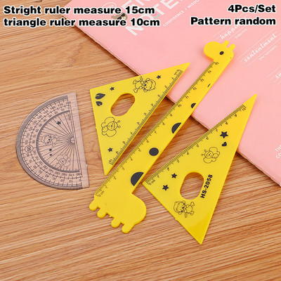 4 τεμ/Σετ Δημιουργικός χάρακας κινουμένων σχεδίων Φοιτητής εκμάθηση καμηλοπάρδαλης Τετρακομματιού μοιρογνωμόνιου σχεδίασης προμήθειες Σχολική τέχνη Εξεταστική Γραφική ύλη