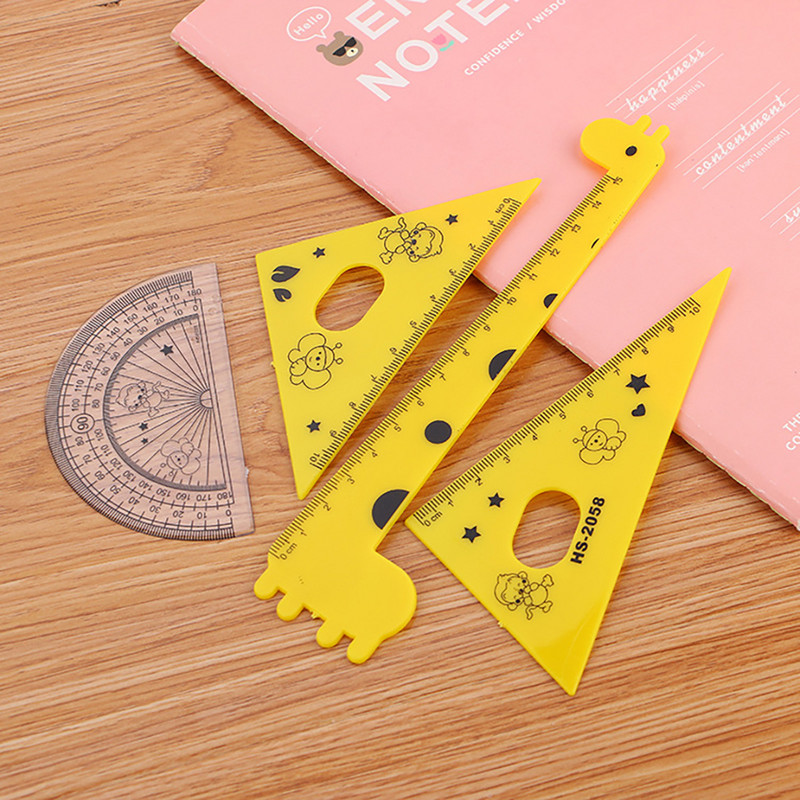 4 τεμ/Σετ Δημιουργικός χάρακας κινουμένων σχεδίων Φοιτητής εκμάθηση καμηλοπάρδαλης Τετρακομματιού μοιρογνωμόνιου σχεδίασης προμήθειες Σχολική τέχνη Εξεταστική Γραφική ύλη