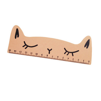 1 τεμ/παρτίδα 15cm Cartoon Ξύλινα κεφάλια γάτας ίσιος κανόνας για σχολικά είδη γραφείου Παιδική γραφική ύλη Δώρο