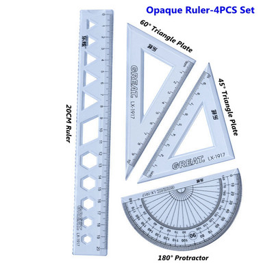 4PCS/Set Ravnalo za crtanje Mjerenje Geometrija Trokut Ravnalo Ravnalo Raznolikost kutomjera Ravnala Školski i uredski pribor