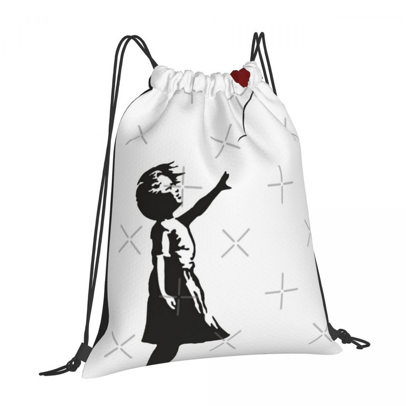 Banksy Djevojka s balonom u obliku srca Torbe s uzicom Ruksaci Torba za cipele Ženska torba Školska torba Muški ruksak s užetom