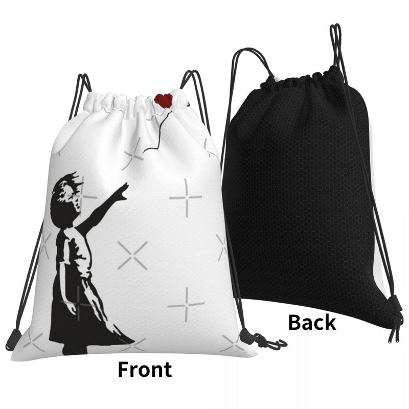 Banksy Djevojka s balonom u obliku srca Torbe s uzicom Ruksaci Torba za cipele Ženska torba Školska torba Muški ruksak s užetom