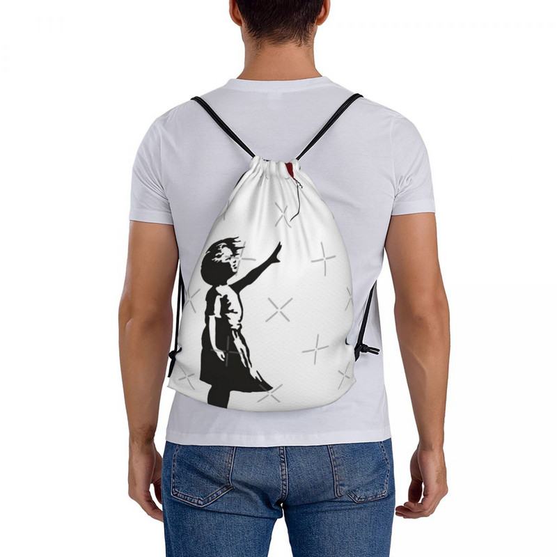 Banksy Djevojka s balonom u obliku srca Torbe s uzicom Ruksaci Torba za cipele Ženska torba Školska torba Muški ruksak s užetom