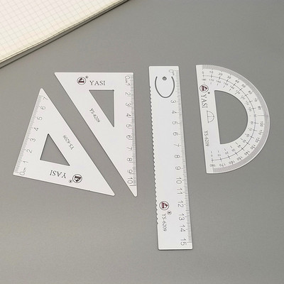 Novo ravnalo od aluminijske legure Aluminijski kutomjer Studenti Matematika Geometrija Metalni trokut Ravnalo Set Uredski školski pribor 4 kom/set