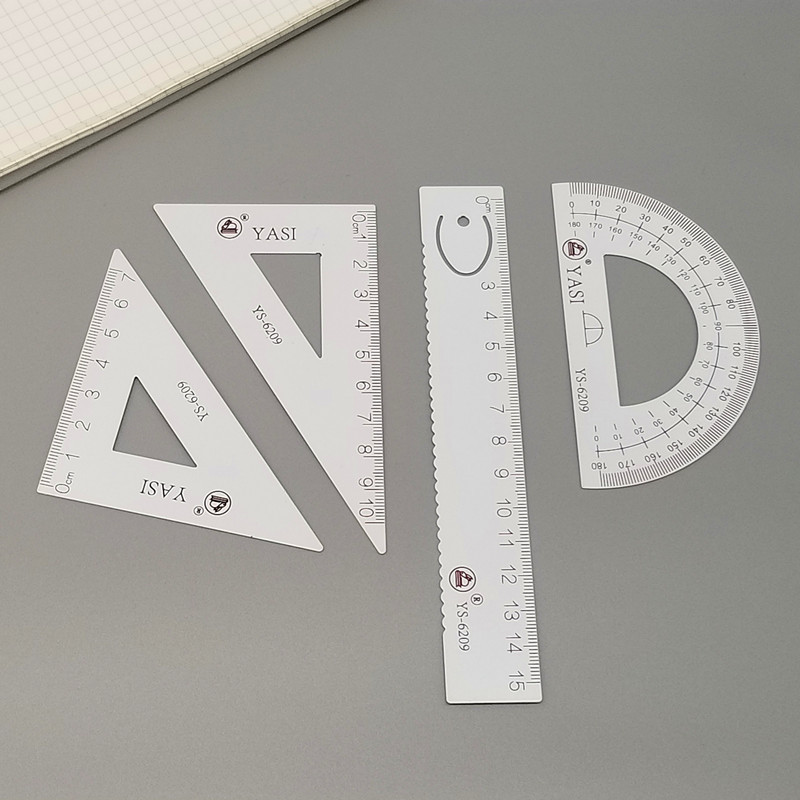 Novo ravnalo od aluminijske legure Aluminijski kutomjer Studenti Matematika Geometrija Metalni trokut Ravnalo Set Uredski školski pribor 4 kom/set