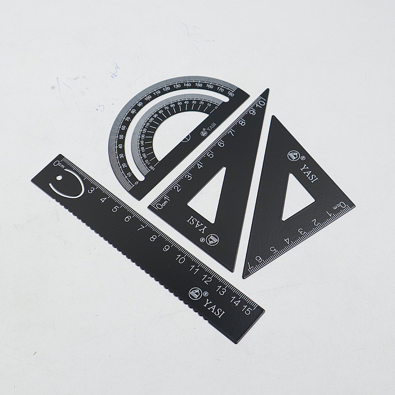 Novo ravnalo od aluminijske legure Aluminijski kutomjer Studenti Matematika Geometrija Metalni trokut Ravnalo Set Uredski školski pribor 4 kom/set