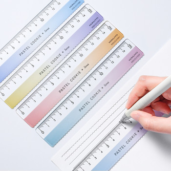 Kokuyo Pastel Cookie 15 см линийка с вълнообразна линия, прозрачна акрилна цветна права линия, офис ученически консумативи A7151