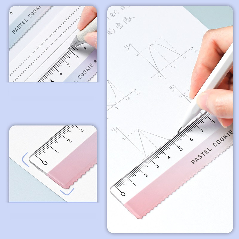 Kokuyo Pastel Cookie 15cm Ruler Wave Line Διαφανές Ακρυλικό Χρώμα ίσια επένδυση Σχολικά προμήθειες γραφείου A7151