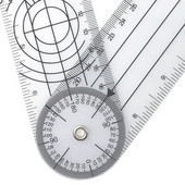 Viacúčelový uhlový goniometer s 360-stupňovým uhlomerom, lekársky uhlomer na chrbticu, užitočné meracie pravítko, školské kancelárske potreby