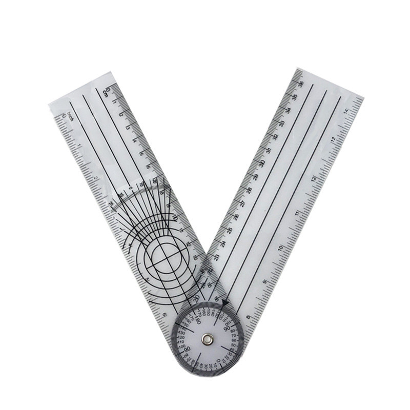 Viacúčelový uhlový goniometer s 360-stupňovým uhlomerom, lekársky uhlomer na chrbticu, užitočné meracie pravítko, školské kancelárske potreby