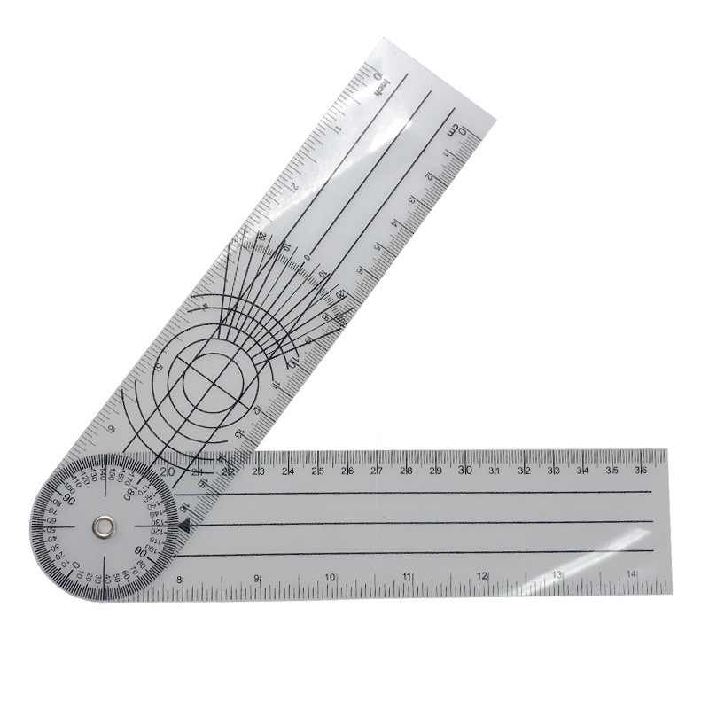 Viacúčelový uhlový goniometer s 360-stupňovým uhlomerom, lekársky uhlomer na chrbticu, užitočné meracie pravítko, školské kancelárske potreby
