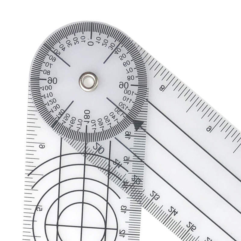 Viacúčelový uhlový goniometer s 360-stupňovým uhlomerom, lekársky uhlomer na chrbticu, užitočné meracie pravítko, školské kancelárske potreby
