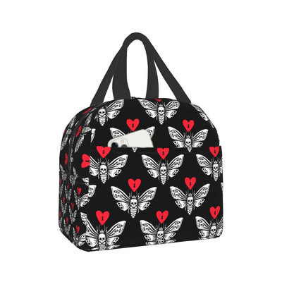 Noćni moljac s lubanjom Torba za ručak Love Moth Cooler Bag Goth termalna torba za žene Muškarci Dječaci Djevojčice Škola Posao Putovanje Plaža