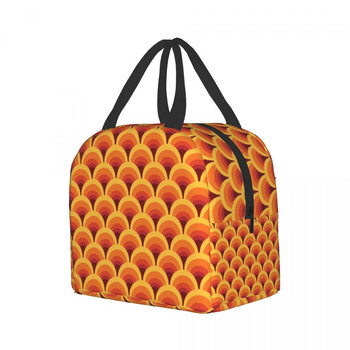 Orange Wave Gradient Lunch Box for Women Abstract Geometric Cooler Thermal Food Insolated Lunch Bag Work Office