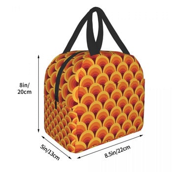 Orange Wave Gradient Lunch Box for Women Abstract Geometric Cooler Thermal Food Insolated Lunch Bag Work Office