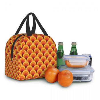 Orange Wave Gradient Lunch Box for Women Abstract Geometric Cooler Thermal Food Insolated Lunch Bag Work Office