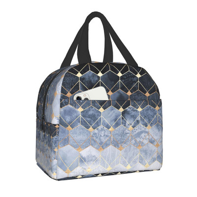 Kutija za ručak s gradijentom narančastog vala za žene Višenamjenska apstraktna geometrijska hladnjak Termalna torba za ručak s toplinskom izolacijom za hranu Uredski rad