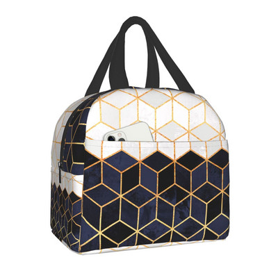 Kutija za ručak s gradijentom narančastog vala za žene Višenamjenska apstraktna geometrijska hladnjak Termalna torba za ručak s toplinskom izolacijom za hranu Uredski rad