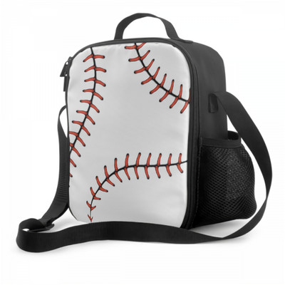 Κουτί μεσημεριανού γεύματος με μονωμένο δαντέλα μπέιζμπολ για παιδιά, στεγανές φορητές τσάντες γεύματος με ρυθμιζόμενο ιμάντα ώμου, επαναχρησιμοποιούμενη τσάντα ψυγείου