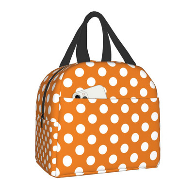 Populāra polka punktu izolēta pusdienu soma āra piknikam, pārnēsājams termiskais dzesētājs Bento Box sievietēm, bērnu skolas pārtikas pusdienu somas