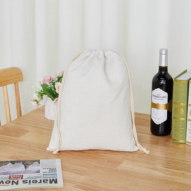 Lina kokvilnas Ziemassvētku konfekšu soma Ziemassvētku vecīša maisi, sublimācijas maisi, tukša druka Lielākas ietilpības aukliņu maisiņš Ziemassvētku dāvanai