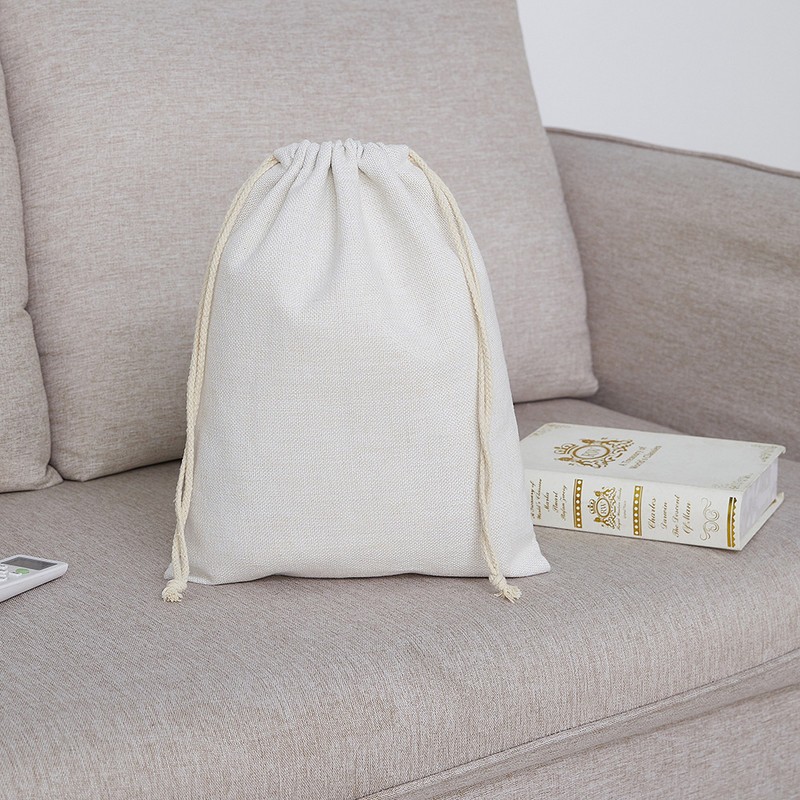 Lina kokvilnas Ziemassvētku konfekšu soma Ziemassvētku vecīša maisi, sublimācijas maisi, tukša druka Lielākas ietilpības aukliņu maisiņš Ziemassvētku dāvanai