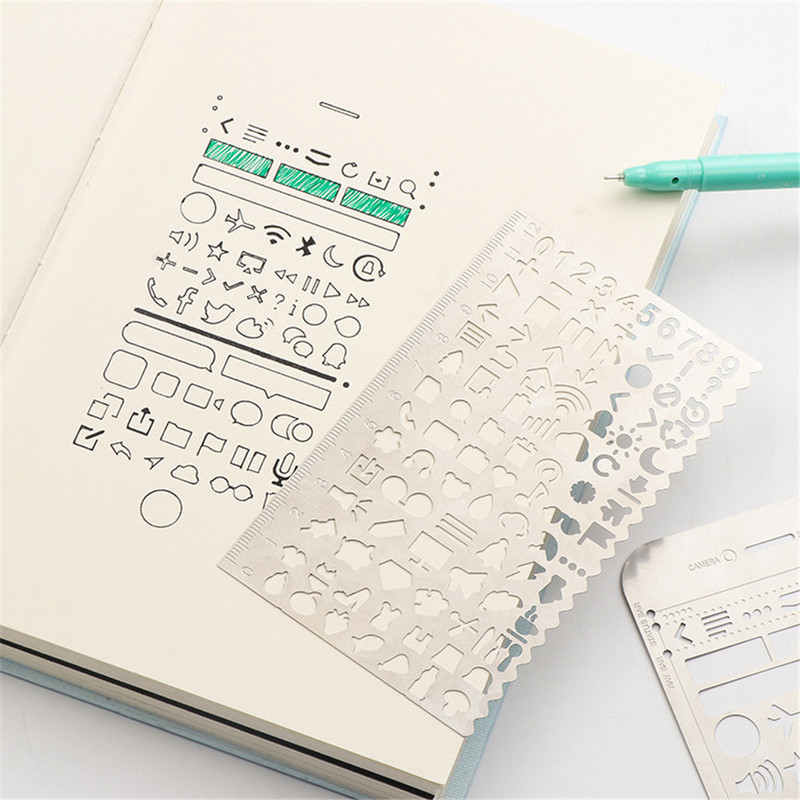 1x šablonsko ravnalo od nehrđajućeg čelika za DIY Scrapbooking slikanje dekoracija papir za žigosanje kartice predložak za crtanje višenamjenski obrt