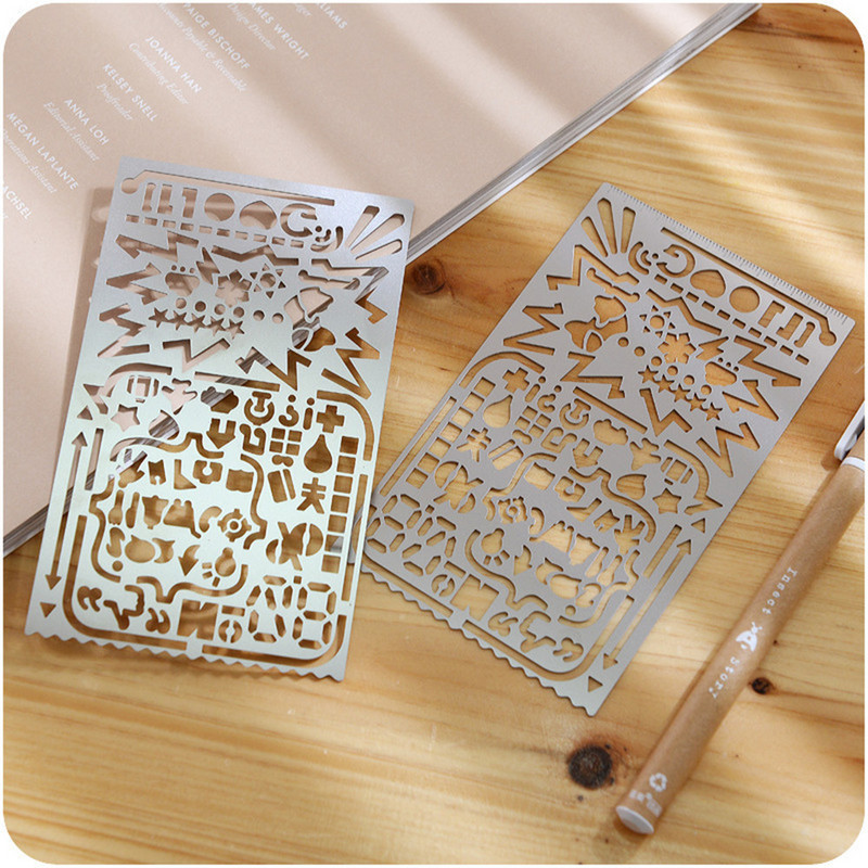 1x šablonsko ravnalo od nehrđajućeg čelika za DIY Scrapbooking slikanje dekoracija papir za žigosanje kartice predložak za crtanje višenamjenski obrt