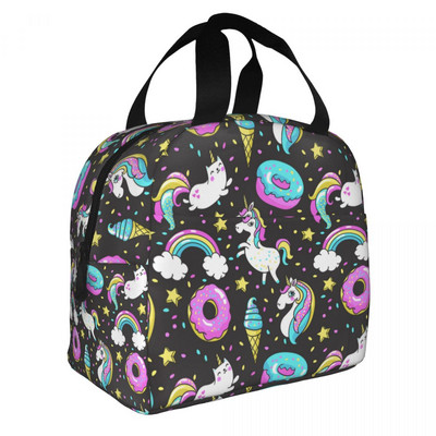 Termoizolirana torba za ručak s cvjetnim printom jednoroga, ženska prijenosna kutija za ručak za rad u školi Višenamjenske torbe za hranu