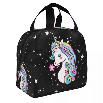 Termoizolirana torba za ručak s cvjetnim printom jednoroga, ženska prijenosna kutija za ručak za rad u školi Višenamjenske torbe za hranu