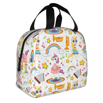 Termoizolirana torba za ručak s cvjetnim printom jednoroga, ženska prijenosna kutija za ručak za rad u školi Višenamjenske torbe za hranu