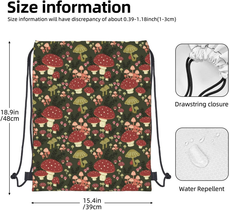 Sēņu aukliņu mugursoma vīriešiem Sieviešu sporta somas Neilona auklu maiss Ūdensizturīgs muguras maiss ar kabatām