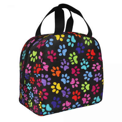 Smeđi uzorak pseće šape Izolirana torba za ručak za žene Prijenosni otisci životinjskih stopala Hladnjak Termalna bento kutija Radne torbe za hranu za piknik