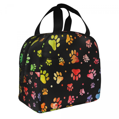 Smeđi uzorak pseće šape Izolirana torba za ručak za žene Prijenosni otisci životinjskih stopala Hladnjak Termalna bento kutija Radne torbe za hranu za piknik